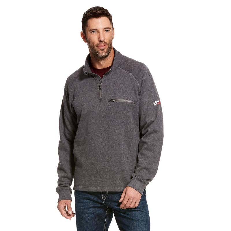 Ariat Fr Rev 1/4 Zip - Miesten TummanHarmaat Collegepaita ( KSZYQX-239 )